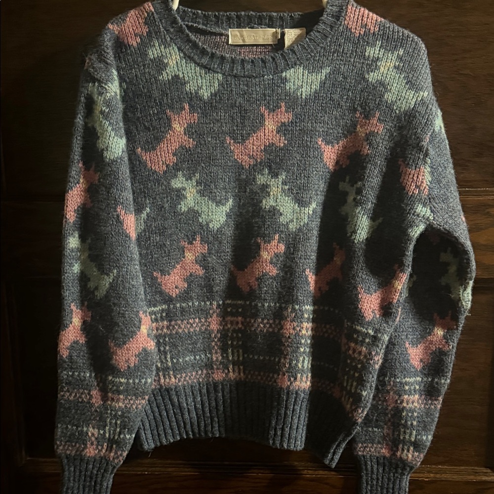 Vintage, Wool Blend Sweater with dog print. Size M